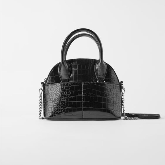 Zara Bags Zara Black Animal Embossed Mini Bowling Bag Poshmark